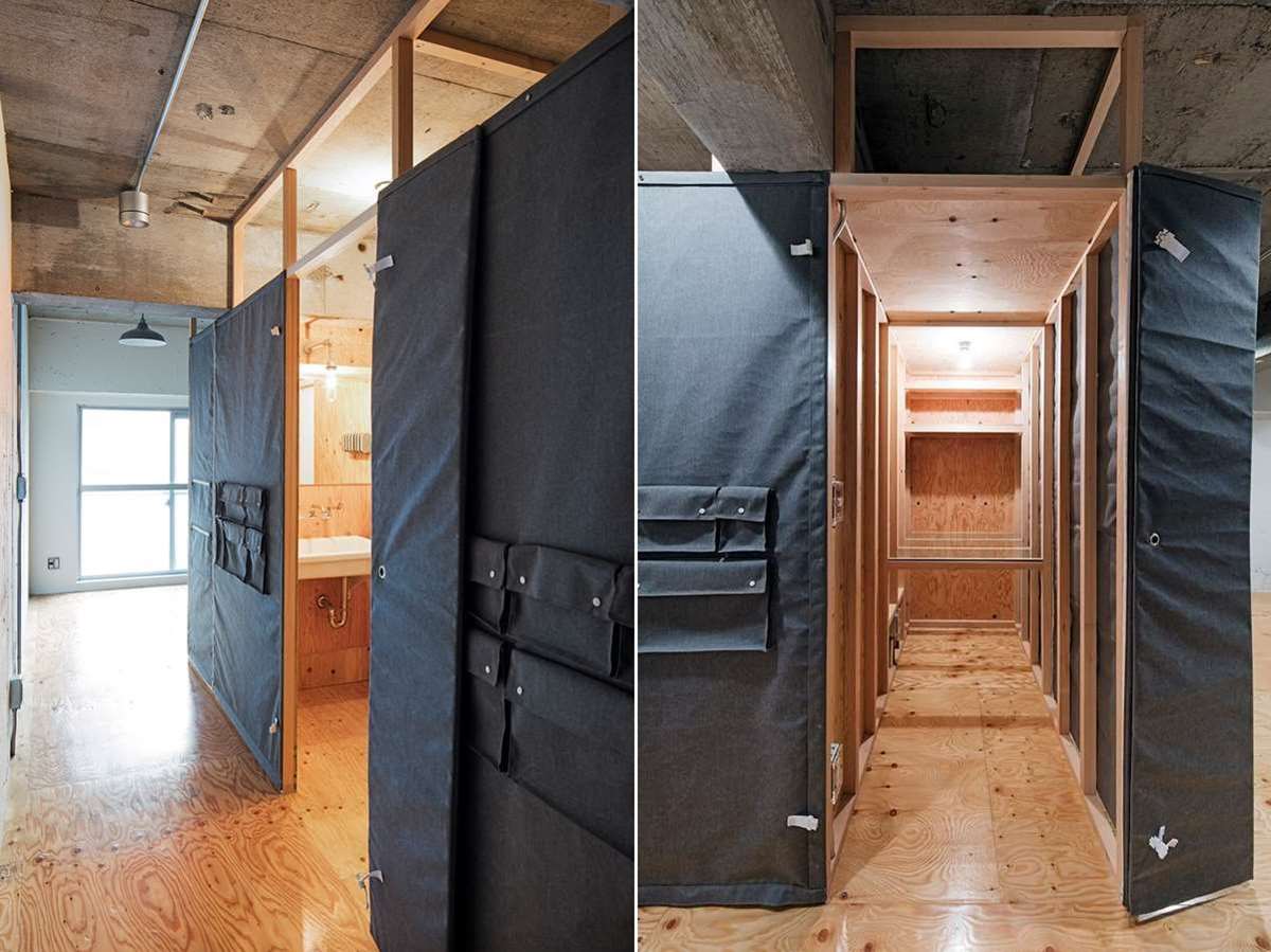 Renovated Apartment with Fabric Walls in Tokyo by Daisuke Motogi