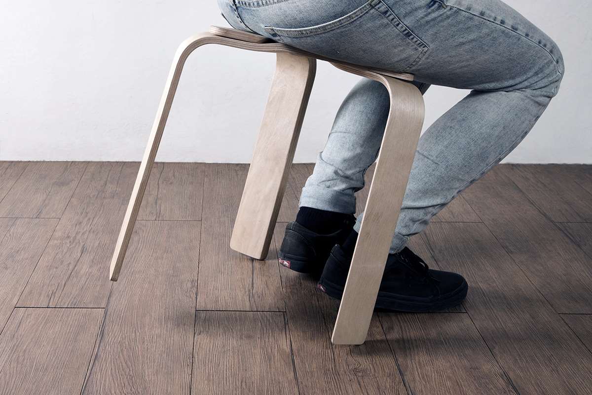 N-S Bent Plywood Stool held together by Magnets