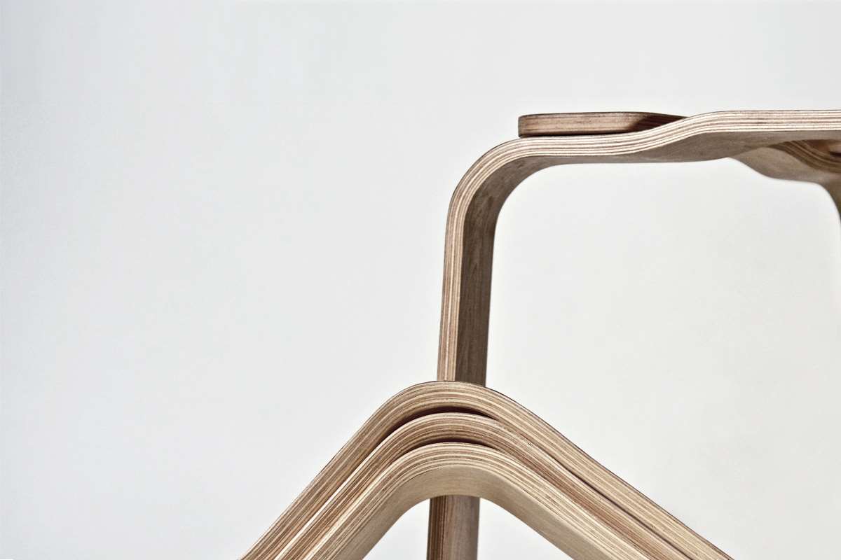 N-S Bent Plywood Stool held together by Magnets