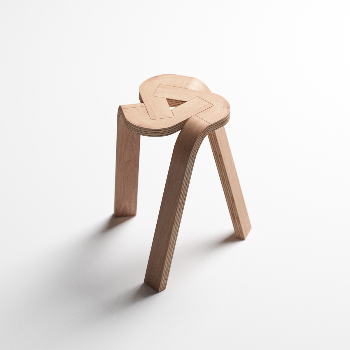 Tie Plywood Stool by Deniz Aktay